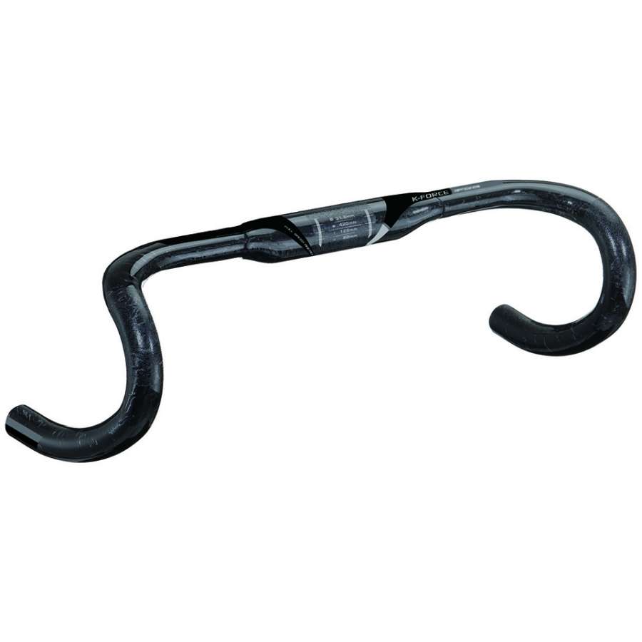 &quot; Handlebar FSA K-Force Compact &quot;<br /><br />- Continuous UD carbon/kevlar composite construction<br />- Wide 110mm center section for clip-ons and accessories<br />- Reinforced and textured clamping areas<br />- UD carbon finish<br />- Diameter 31.8mm x W400, 420, 440mm(c-c)<br />- 125mm drop, 80mm reach<br />- 4 degrees outward bend<br />- Weight: 210g (400mm)