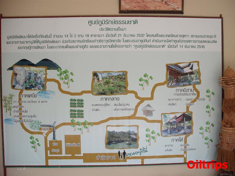 แผนที่ผังภายในศูนย์ภูมิรักษ์ธรรมชาติ มี ๔ ภาคแบ่งสัดส่วนให้ดูค่ะ